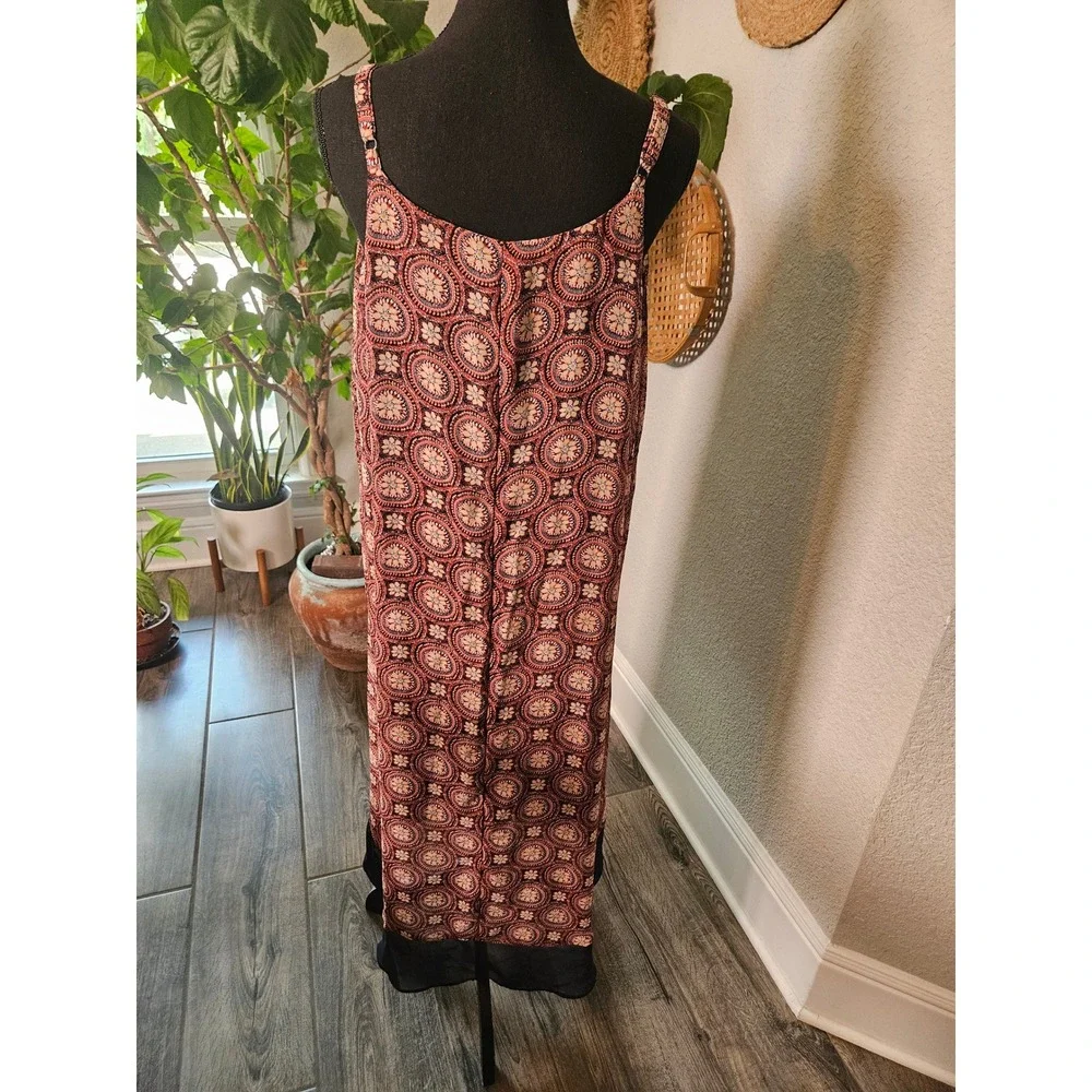 Lane Bryant Womens Red Navy Medallion Print Chiffon Maxi Dress 14/16‎ Lined Boho